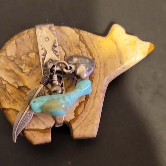 Carolyn Pollack Southwestern 925 Stone & Turquoise Bear Fetish Brooch 2 …